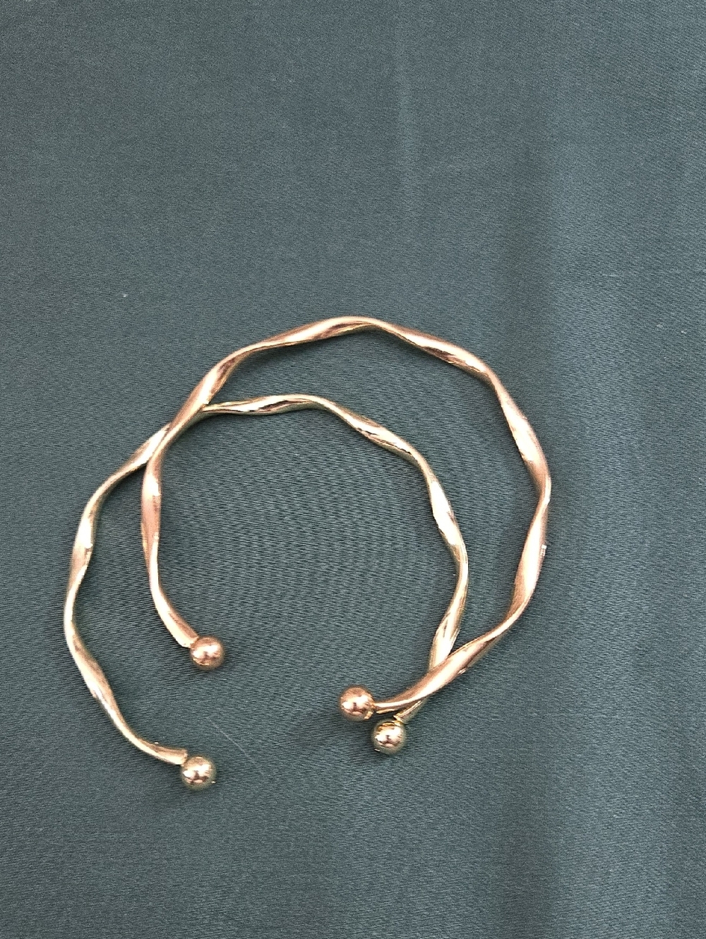 Twisted Open Cuff Bracelet Pair in Rose Gold